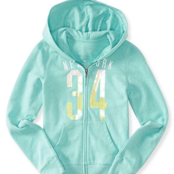 aqua zip up hoodie